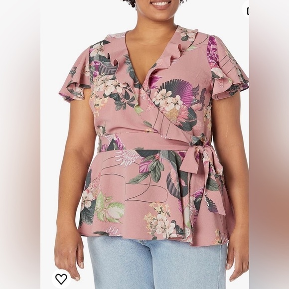 CITY CHIC PLUS SIZE HEARTWINE SHIRT NO TIE BELT NEW PLUS SIZE 22 - Picture 1 of 3